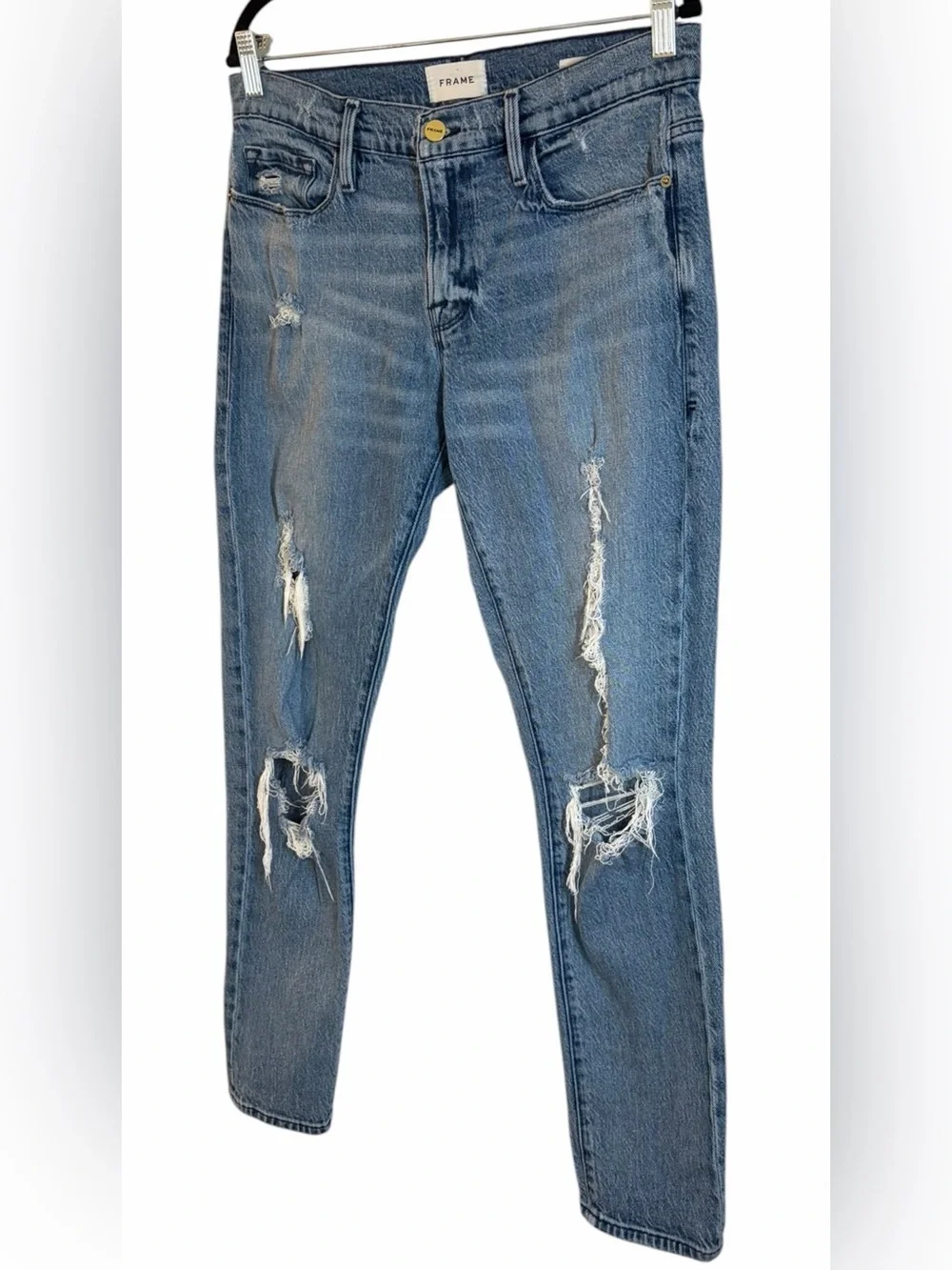 FRAME Le Garçon Relaxed Slim-Boyfriend Jeans in Beldon Rips Size 28 Street Style